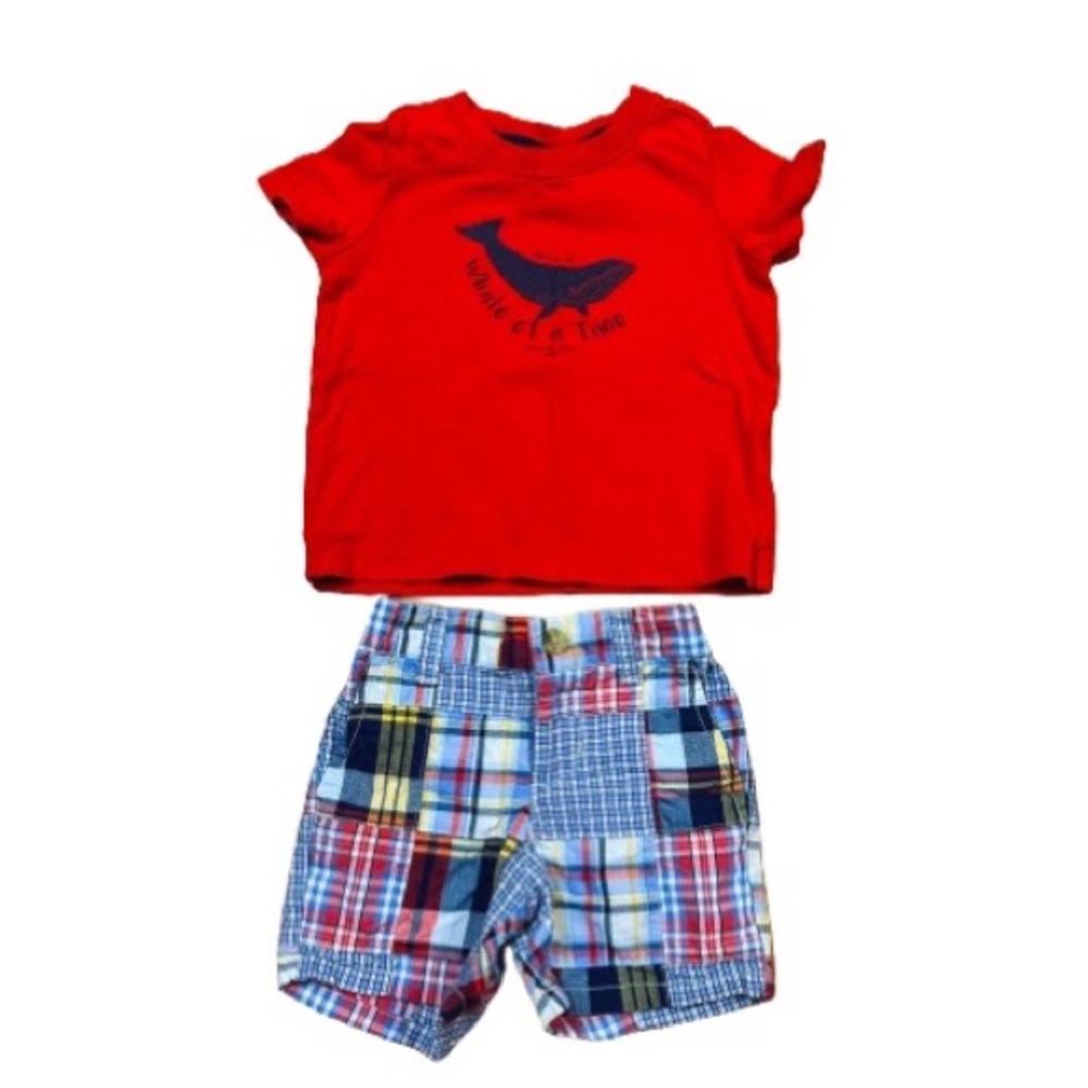 Janie & Jack Red & Blue 2-Piece “Have a Whale of a Time” Outfit Size 3-6M